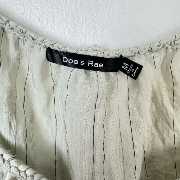 Doe & Rae Light Green Gray Stripe Strappy Back Tassel Summer Swing Tank - Picture 6 of 8